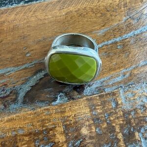 Green Gemstone Silver Tone Ring
